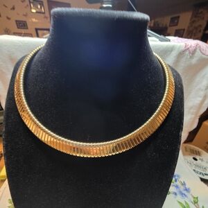 Vintage Monet Tubogas Or Omega 18kt Gold Filled Overlay Snake Chain Necklace